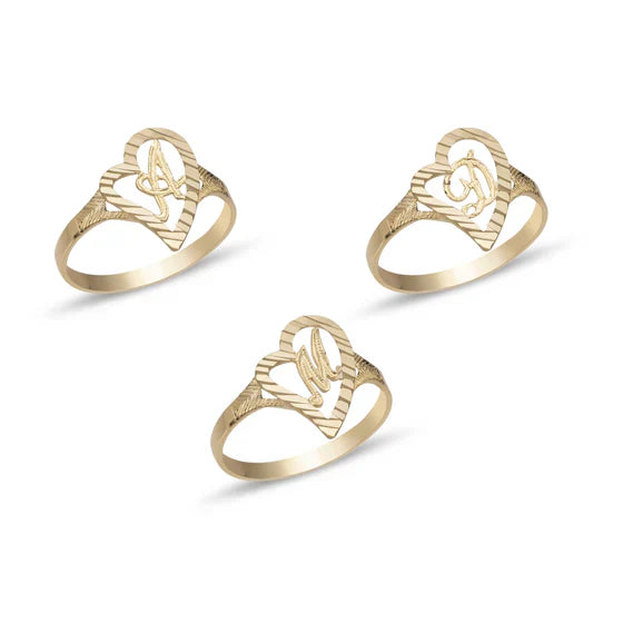 Love Me Initial Heart Ring